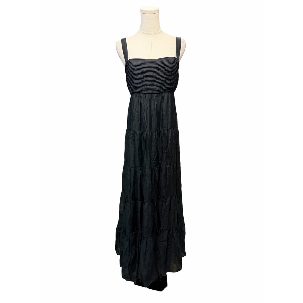 Abercrombie & Fitch Black Tiered Ruched Babydoll Maxi Dress - Picture 3 of 7